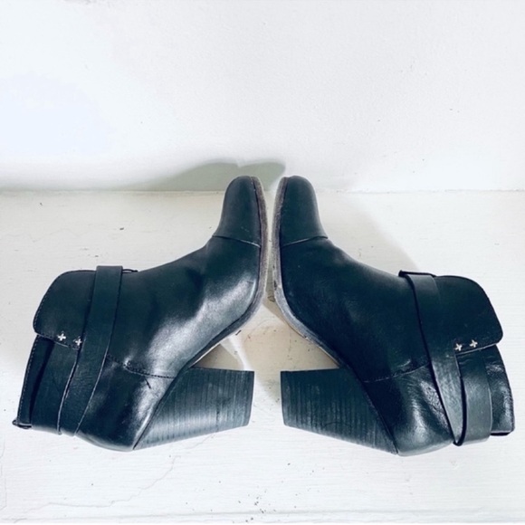 Rag & Bone Harrow Harness Strap Leather Heel Ankle Bootie Continuous Black 38.5 - Picture 6 of 14
